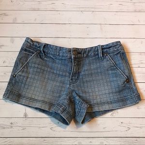Free People grid denim jean shorts